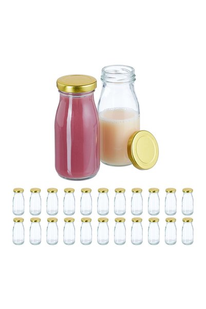 Relaxdays Set de 24 de sticle de sticlă, Relaxdays, 150 ml, transparente/auri...