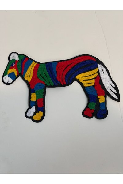 Gönülden Tasarım 30x19 Cm Nakış işleme Renkli At Aplike Yama Arma