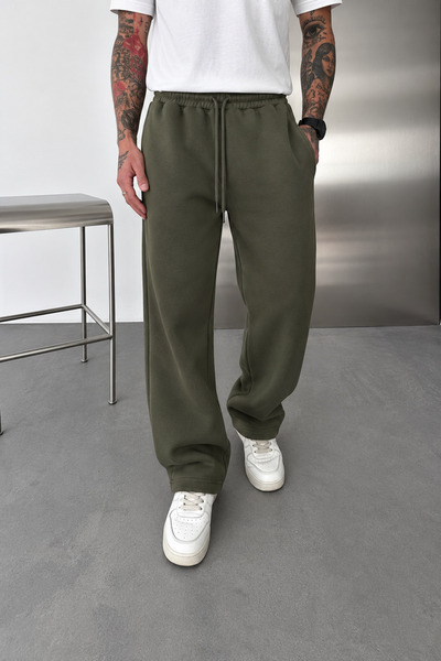 İLKCET MODA Pantaloni de sport unisex Baggy Baggy Khaki supradimensionat