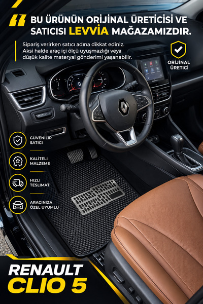 LEVVİA Renault Clio 5 Premium Hücreli Eva Paspas-Siyah