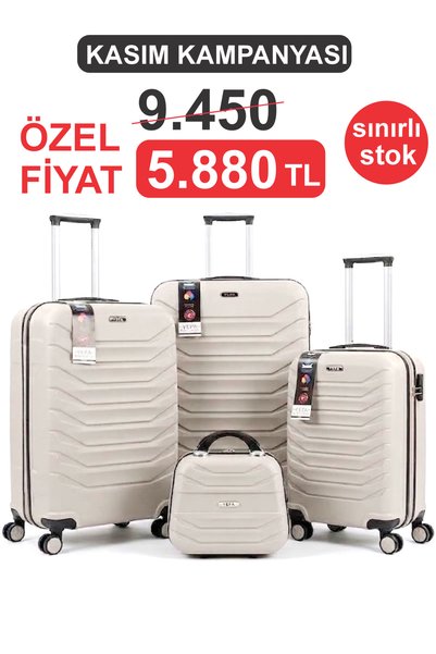 YEFA POLİPROPİLEN KALIN KIRILMAZ GÖVDELİ 4 LÜ VALİZ SETİ