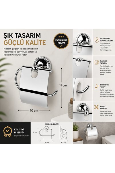 AGE YAPI Stainless Chrome Covered Toilet Paper Holder |   Wall Mounted Bathro...