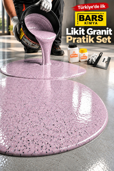 BARS Likit Granit Kaydırmaz Zemin Kaplama | Granit Görünümlü Parlak Derzsiz İç Mekan Kaplaması Renk: Lilora / Lila