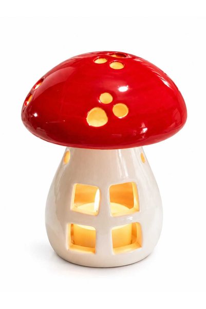 seda seramik Mantar Şeklinde Seramik Mumluk Kırmızı Beyaz Dekoratif Tealight ...