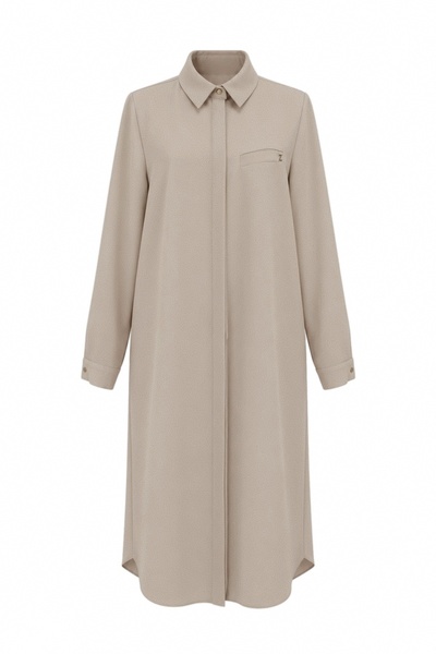 Zühre Gizli Düğme Detaylı Bej Tunik T-0767