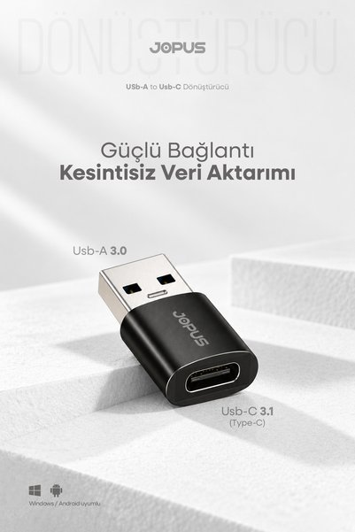 Jopus Usb To Type C Adapter Yüksek Hızlı Şarj Çevirici Aparat JO-TY12