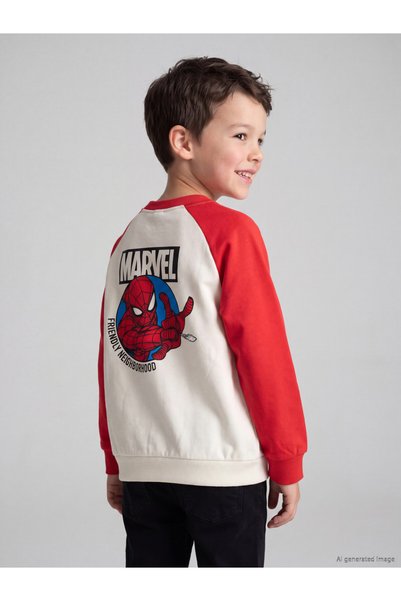LC Waikiki Sweatshirt gros pentru băieți cu imprimeu Spiderman, colecția Shin...