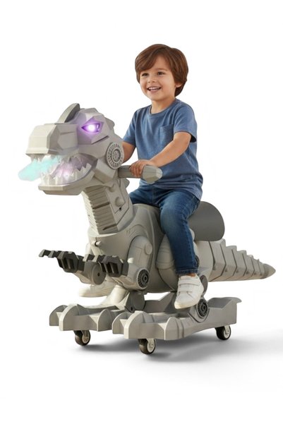 OEM Dinozaur Ride-On pentru Copii 2-5 ani, Lumini și Muzică, Spray cu Ceață, ...