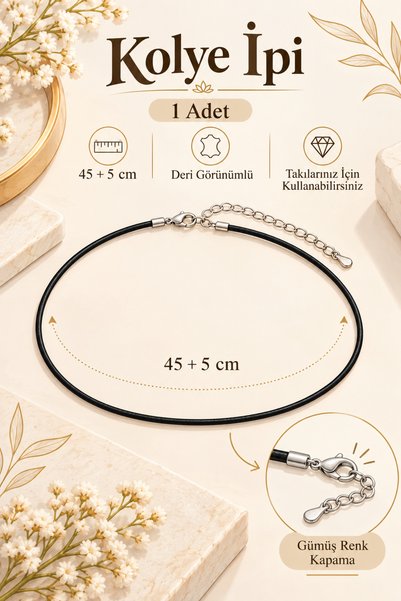 NBS Beautiful Naturel Stones Necklace Cord 1 Piece 45 + 5 cm (Can Be Used for...