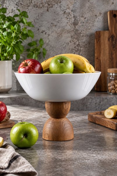 Violenza Home Lucio Wooden Leg 23 Cm Pit Presentation Plate, Fruit Bowl, Dess...