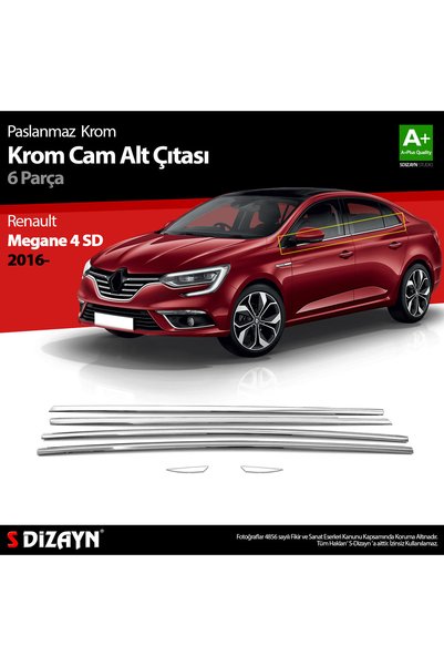 S Dizayn S-Dizayn Renault Megane 4 ile Uyumlu SD Krom Cam Çıtası 6 Prç. 2016 ...