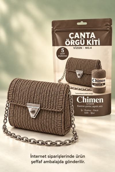 thekam Bodrum - Çanta Örgü Kiti (45X21CM Kanvas) Polyester No.4 200 Gr İp, Pl...