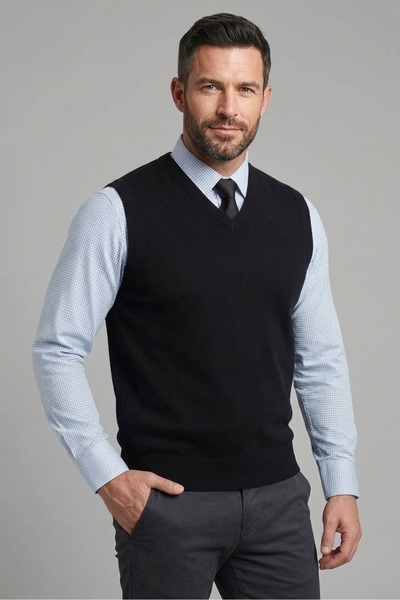 youknitwear you Shaun %100 Pamuk V Yka Erkek Triko Süveter