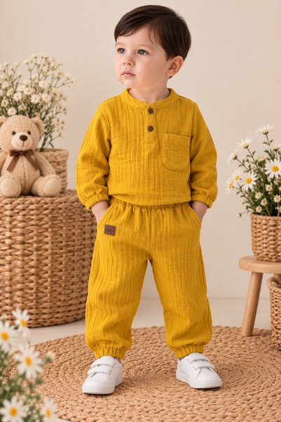 ASİLA Baby boy muslin bottom top set