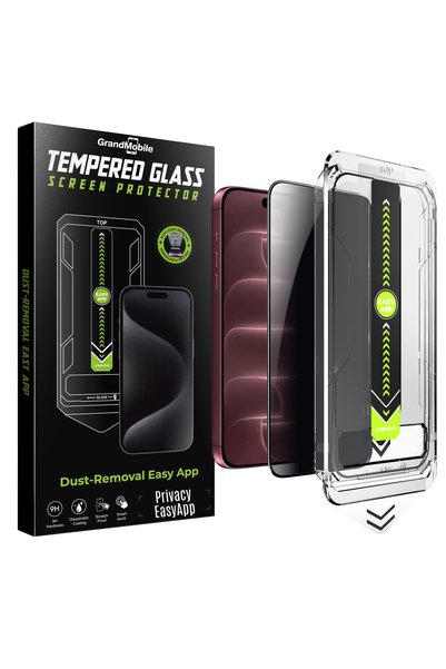 GrandMobile Kit Folie Sticla Privacy, Titan, Îndepărtare Ușoară a Prafului, A...