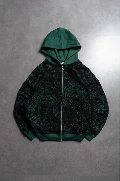 Hidden archive Dark Wave Yeşil Erkek Ceket Zip Hoodie