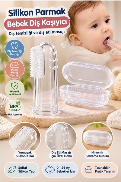 Kitchen Beauty Bebek Parmak Şekilli Diş Fırçası Silikon Hijyenik Kutulu Yumuş...