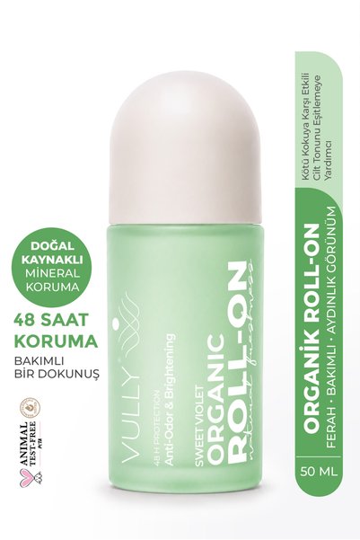 VULLY Unisex Organik Beyazlatıcı Alkolsuz ve Aliminyum içermeyen Roll-On 50 m...