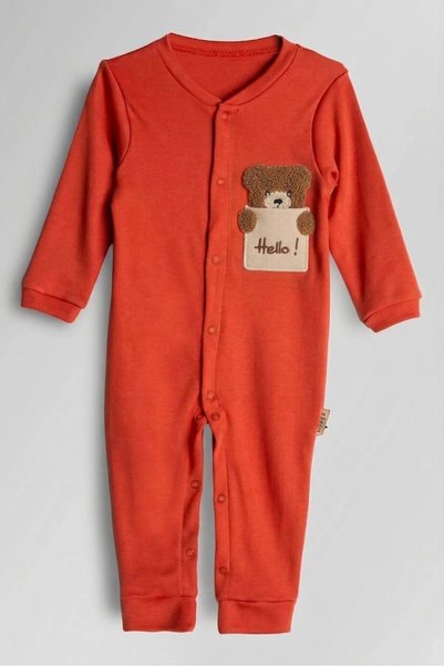 hobbe baby Ayıcık Nakışlı 3 - 24 Ay Bebek & Çocuk Pamuklu Tulum Unisex