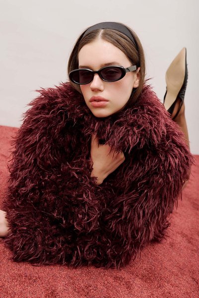 Manuka Mara Fur Jacket Burgundy