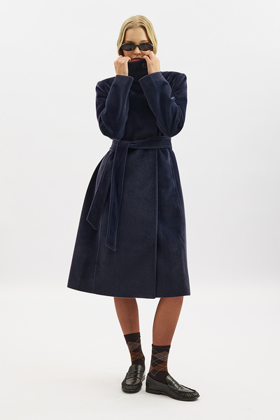 Manuka PREMIUM KAŞE TRENCH DESIGN MÄNTEL IN DUNKELBLAU