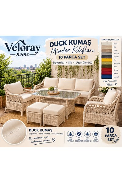VELORAY MOBİLYA Raddan Minder Kılıfı 10 parça Set