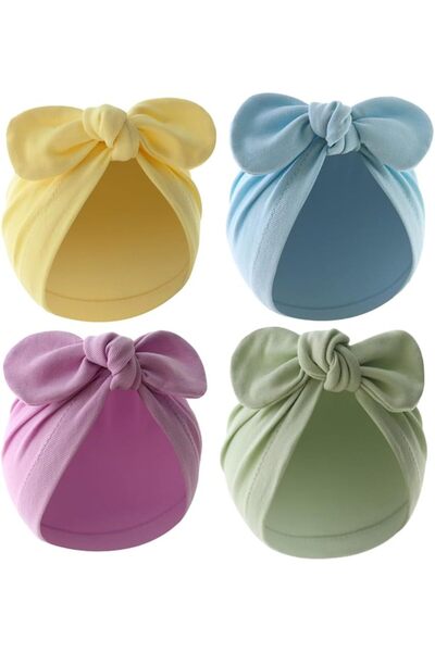 Generic 4PCS Newborn Baby Bow Knot Turban Hat Infant Toddler Hospital Hat Cot...