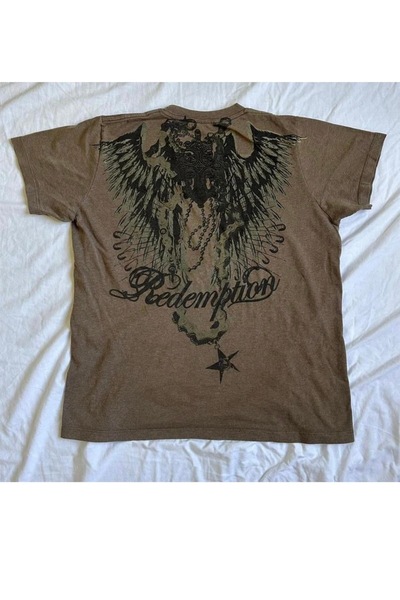 Köstebek Redemption Cross Cyber Grunge Unisex Brown T-shirt