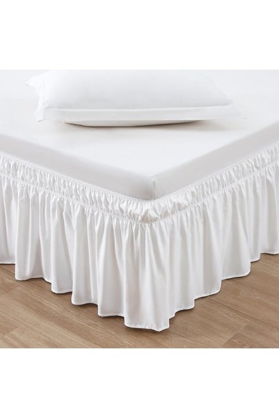 Generic Wrap Around Bed Skirt, Elastic Fitted Dust Ruffle with 3-Sided Fabric...