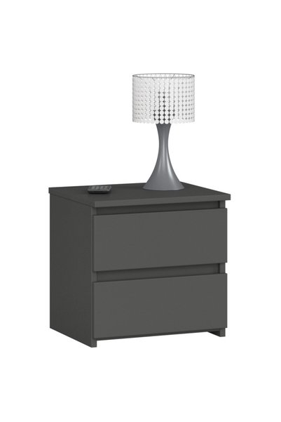 OEM Noptiera cu 2 sertare, din PAL laminat, 40x35x40 cm, gri grafit