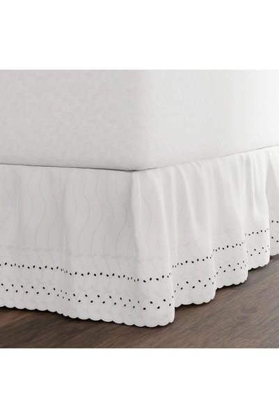 Generic Ideas Ruffled Eyelet Bed Skirt Dust Ruffle with Gathered Styling and ...