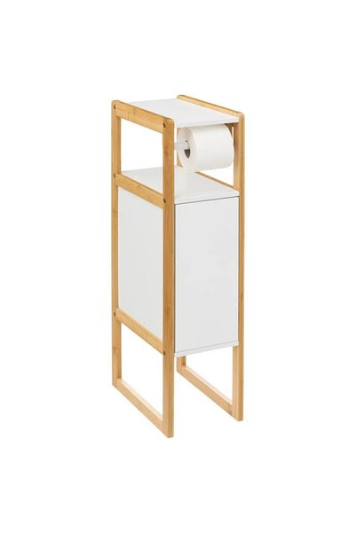 OEM Suport hartie igienica Natureo cu dulapior, MDF, 33x20x80 cm, alb