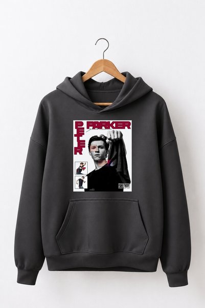 Vordevia Premium Oversized Hooded 3-Ply Cotton Sweatshirt with Peter Parker P...