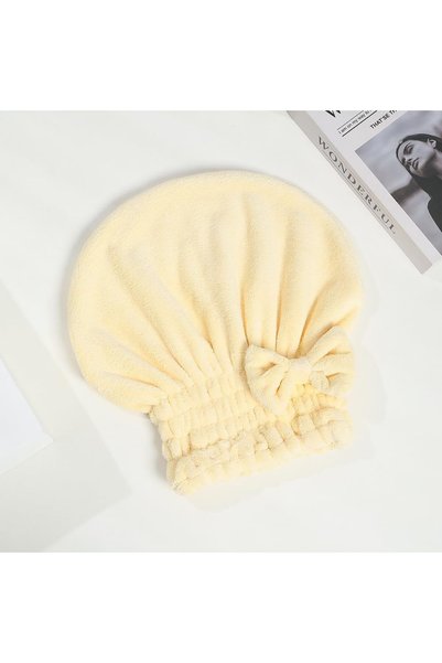 Generic Hair Hat , made of Coral Fleece material , 25 cm x 30 cm Size, Yellow