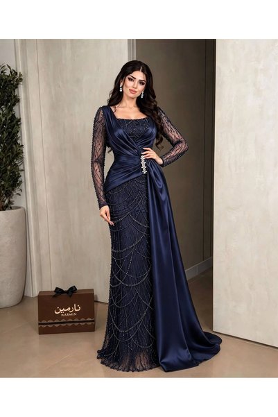 Narmin فستان سهره بكلفه خرز فاخره