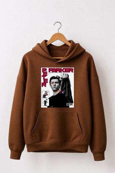 Vordevia Premium Oversized Hooded 3-Ply Cotton Sweatshirt with Peter Parker P...