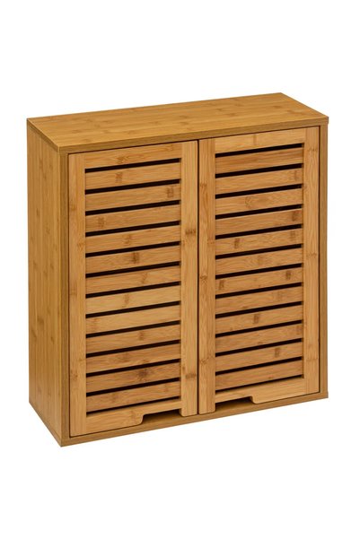 OEM Dulap suspendat Sicela cu usa si rafturi, bambus si MDF, 52x20x59 cm, natur