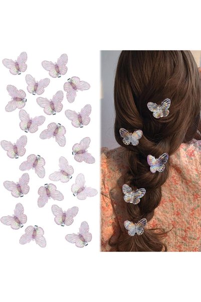 Generic 20 Pcs Sparkling Purple Butterfly Claw Clips, Aesthetic Mini Hair Acc...