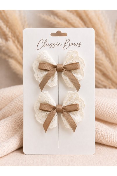 Laria Set of 2 Nostalgic Hair Clips with Fisto Buckle Detail and Brown Stripe...