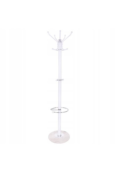OEM Cuier tip pom din metal cu baza de marmura, 14 agatatoare, 176 cm, alb