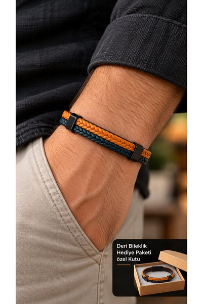 HER ŞEY NOTA www.herseynota.com Zerqano Tanvessa Black and Orange Leather Men...