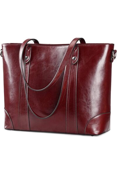 Generic Leather Tote Bag for Women Large Work Shoulder Handbag with Zipper
