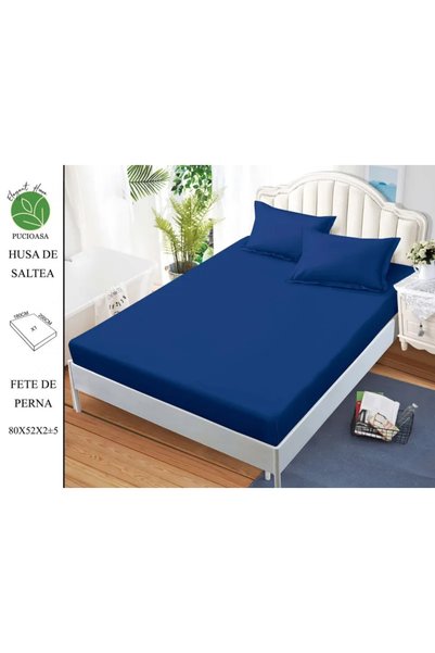 Pucioasa Cearșaf din material Finet cu elastic + 2 fațe de pernă 180x200, Alb...