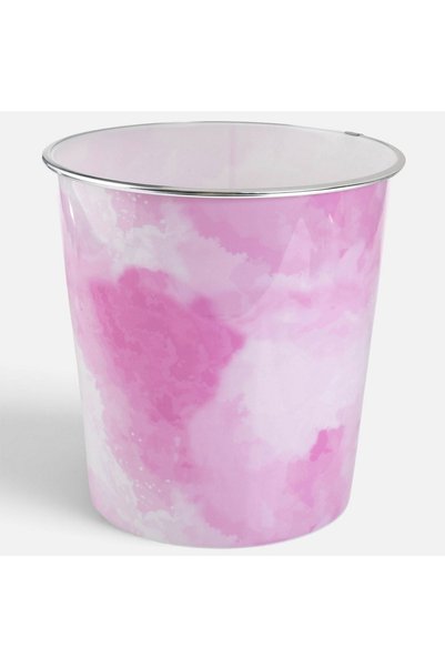 CATIANO Cos de Gunoi pentru Birou din Plastic Roz Marble Ø21,5x22cm - 5,5L