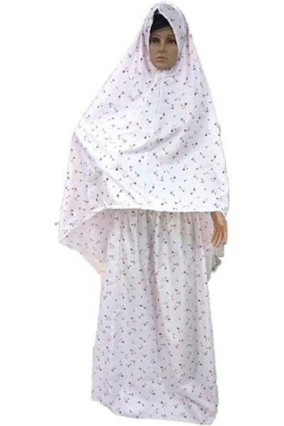Generic طقم صلاة نسائي من قطعتين - فستان صلاة إسلامي بأكمام من قطعتين مع حجاب...