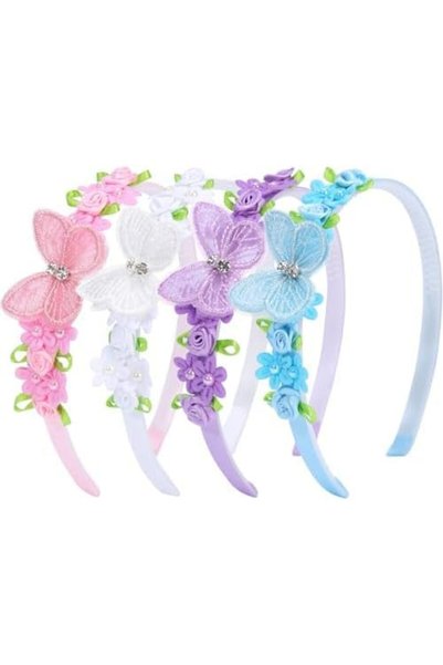 Generic 4PCS Butterfly Flower Headbands for Girls, Glitter Diamond Floral Hai...