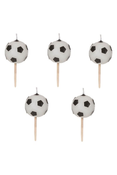CATIANO Lumanari Zi de Nastere cu Scobitori Mingi de Fotbal 6cm - 5buc