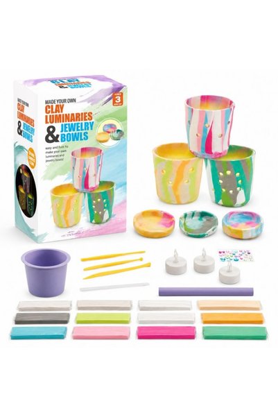 Avaleea Set Creativ Pentru Decorarea A 3 Candele Cu Lut Colorat, Kit DIY Clay...