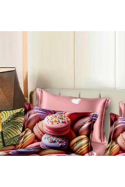 OEM Duvet Cover Set with colorful macarons, two Duvet covers 160x200 cm, sati...