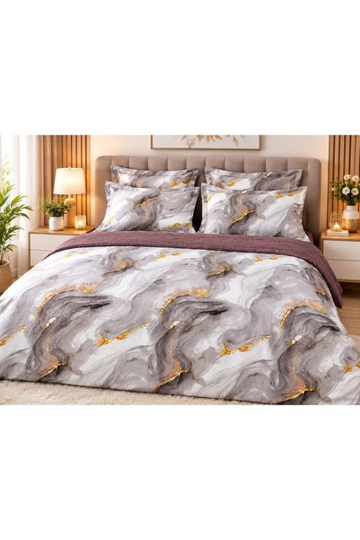 Primavara Set de lenjerie de pat Finet, 6 piese, cu elastic, cu imprimeu marm...